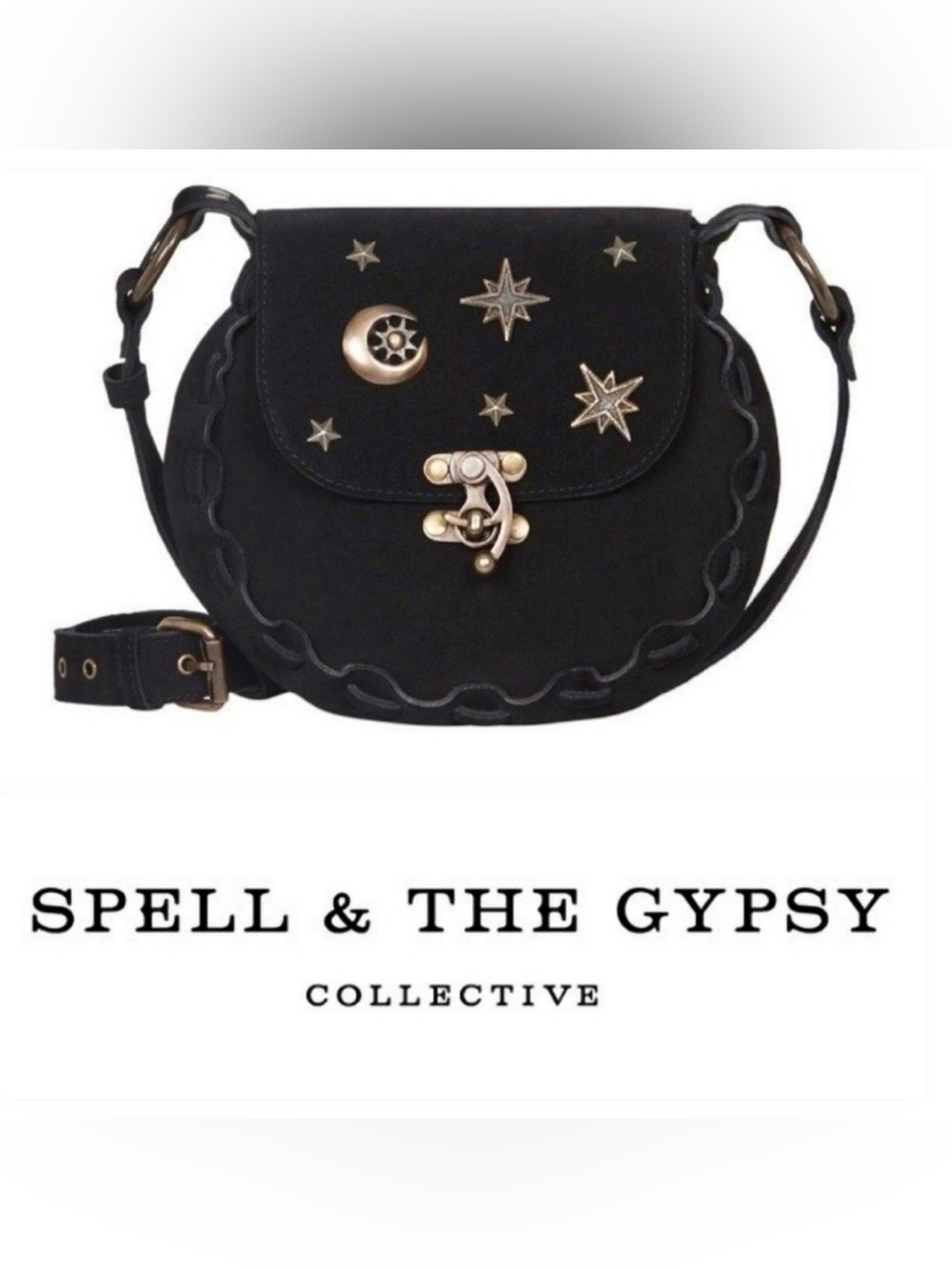Spell & The Gypsy Collective Celestial Suede Shoulder Bag - Black